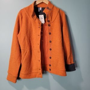 NWT Ibex Wool Carrie Button Up Orange Women's Cardigan Size XL
